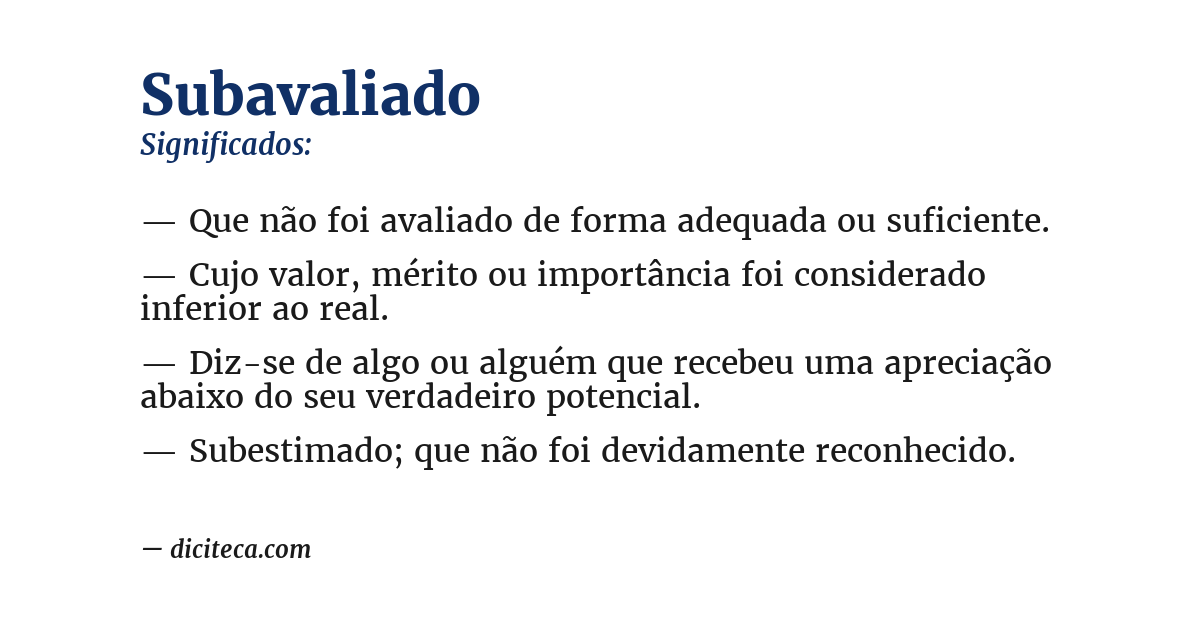 Significado de subavaliado