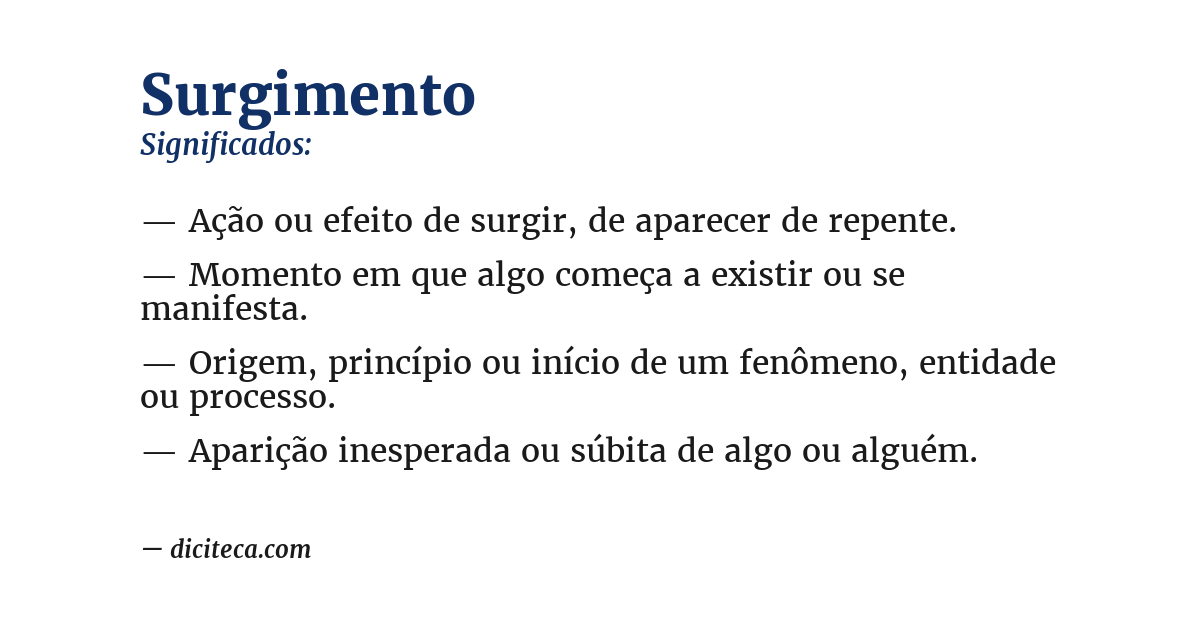 Significado de surgimento