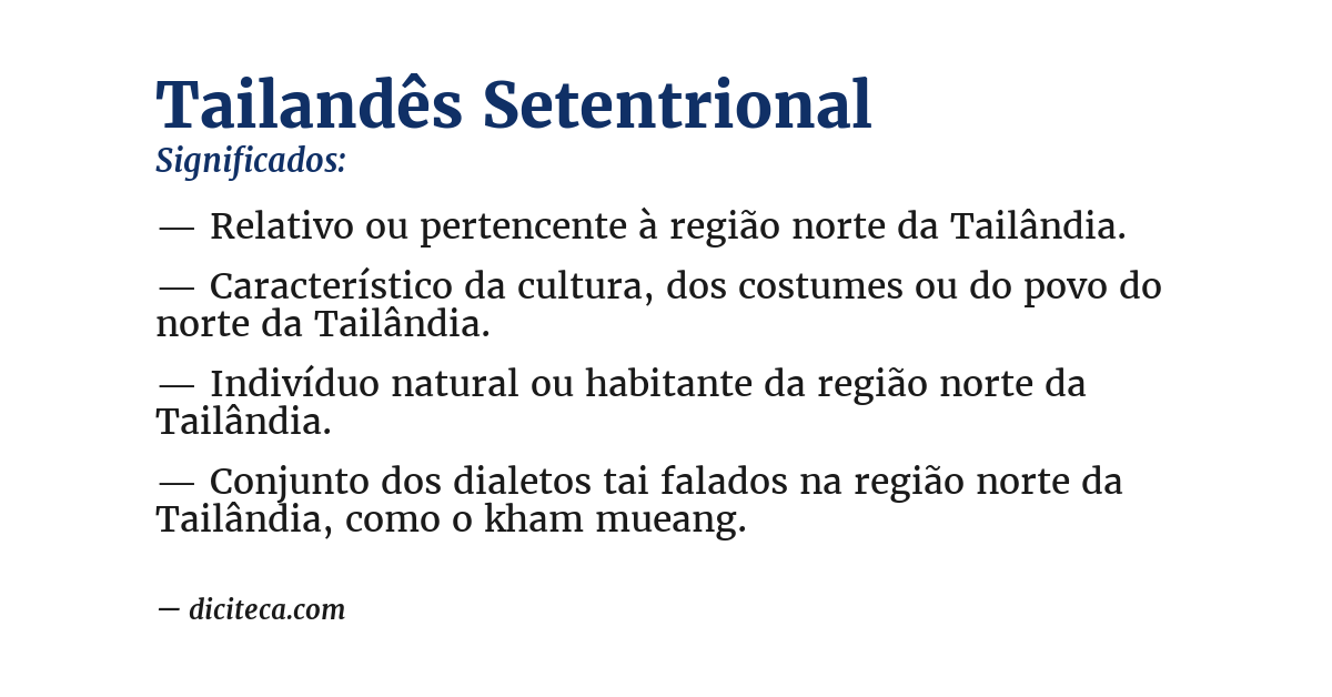 Significado de tailandês setentrional