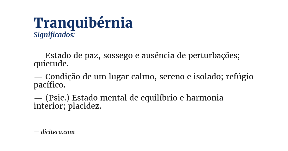 Significado de tranquibérnia