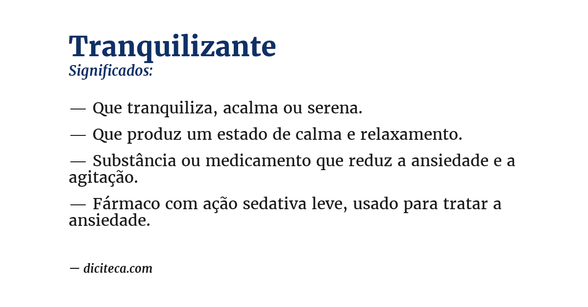Significado de tranquilizante