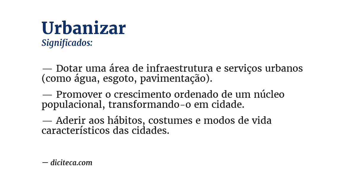 Significado de urbanizar