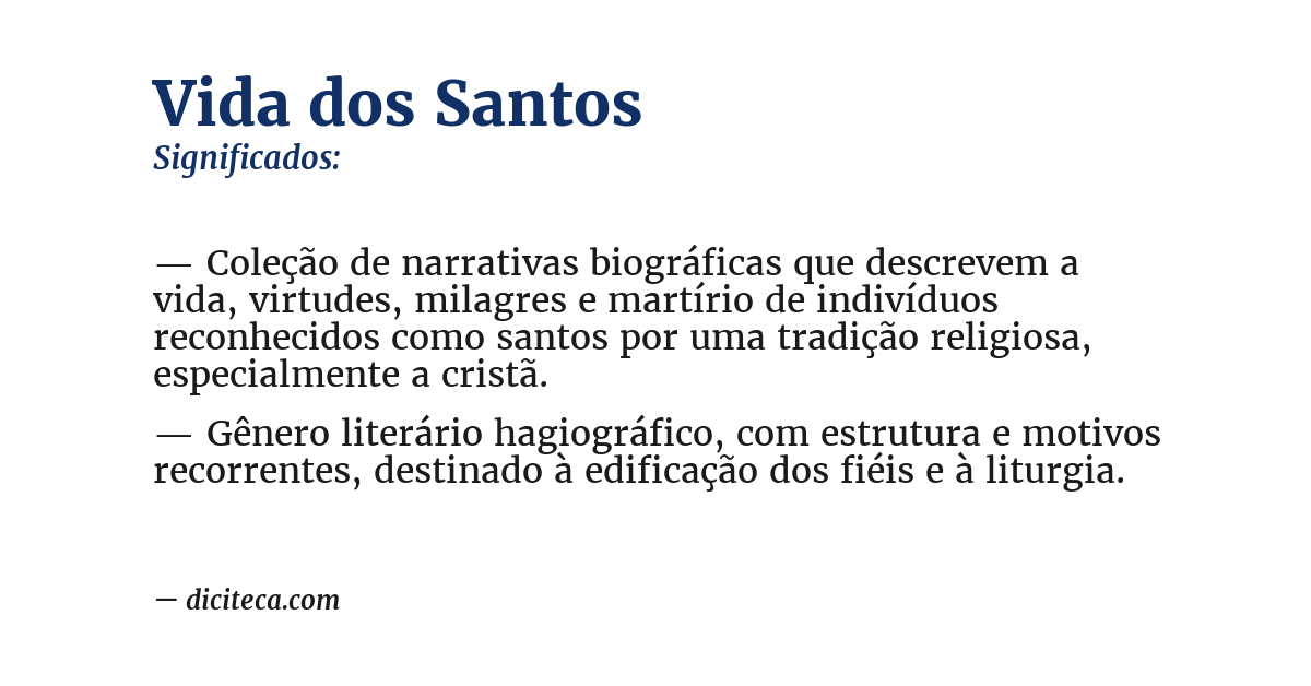 Significado de vida dos santos