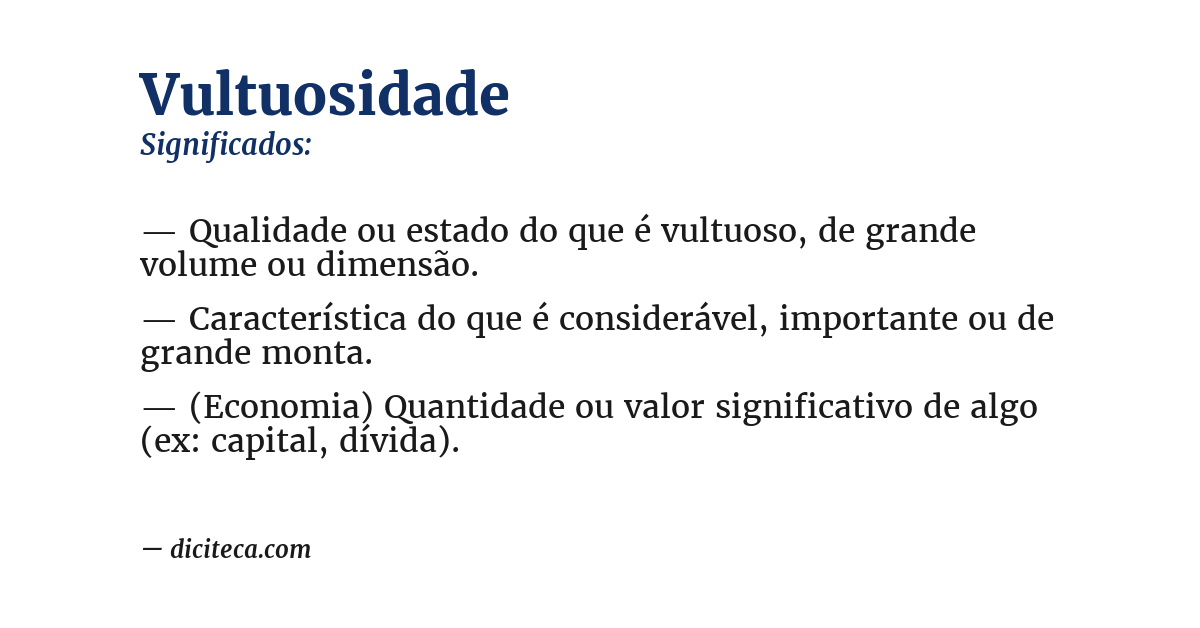 Significado de vultuosidade