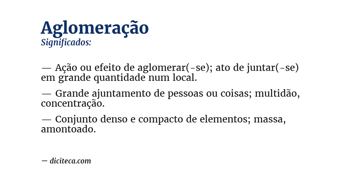 Significado de aglomeração