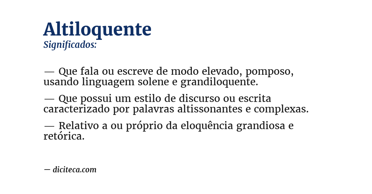 Significado de altiloquente