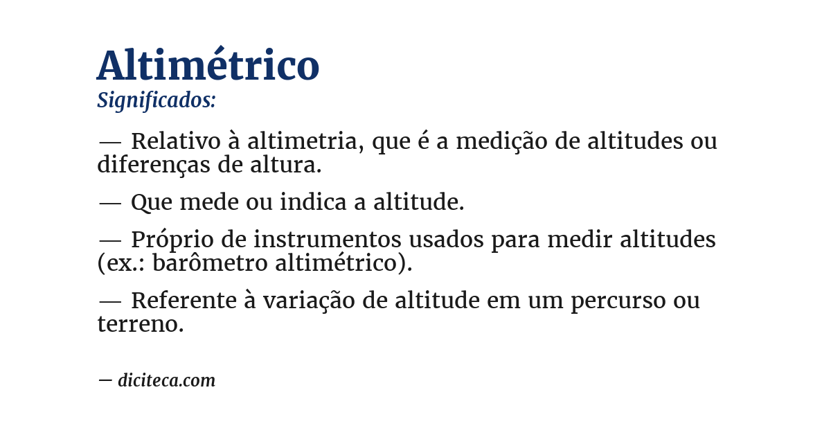 Significado de altimétrico