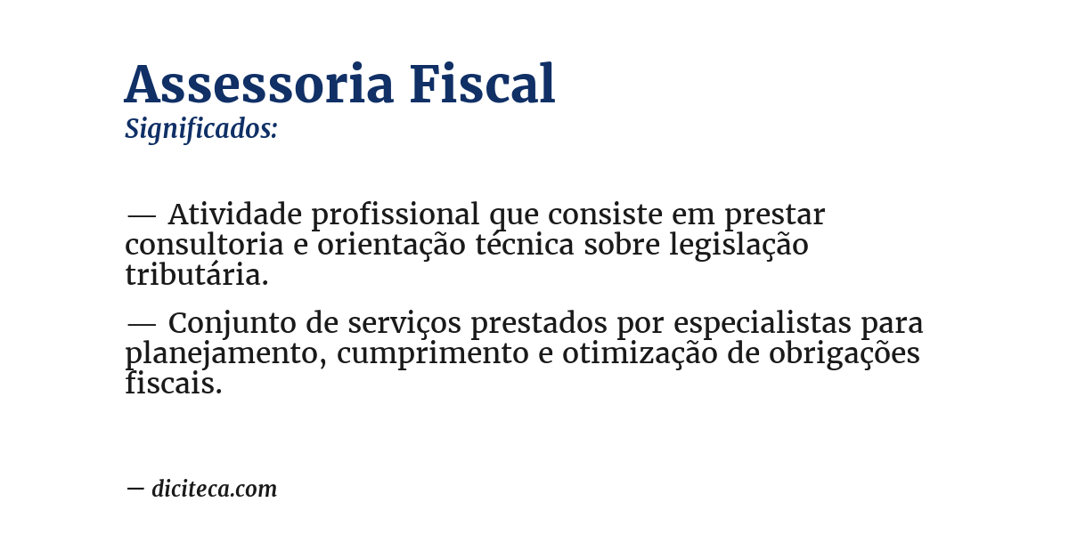 Significado de assessoria fiscal