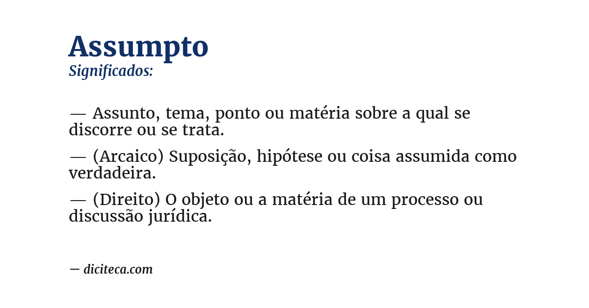 Significado de assumpto