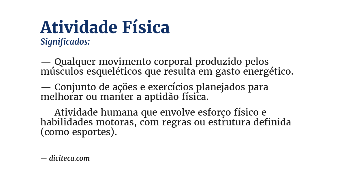 Significado de atividade física