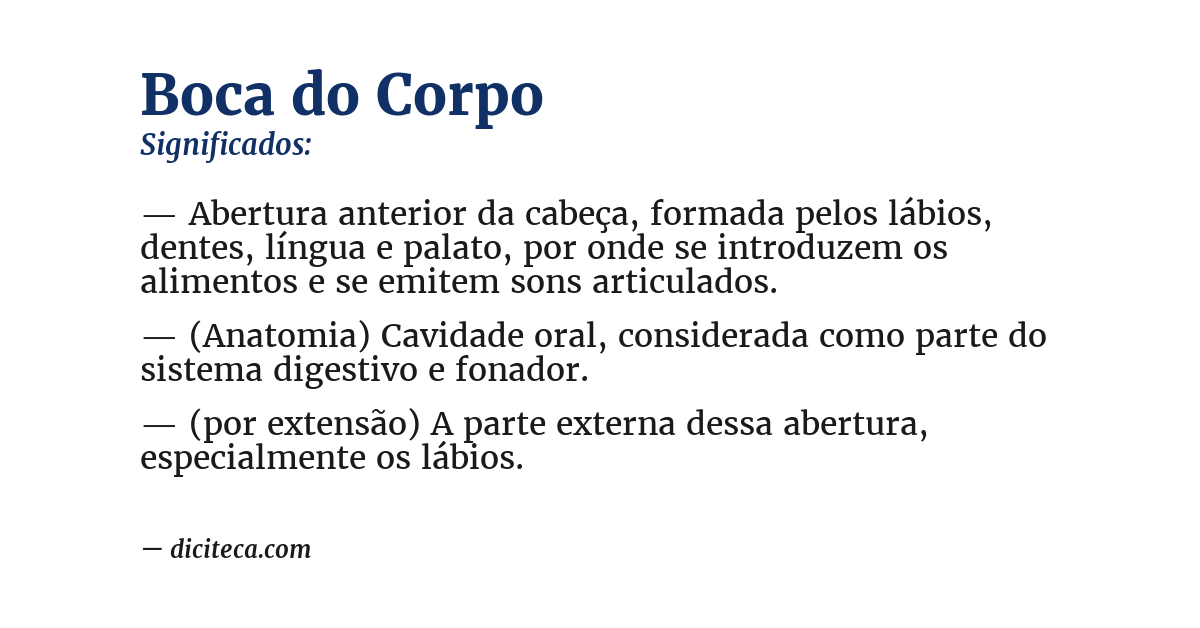 Significado de boca do corpo