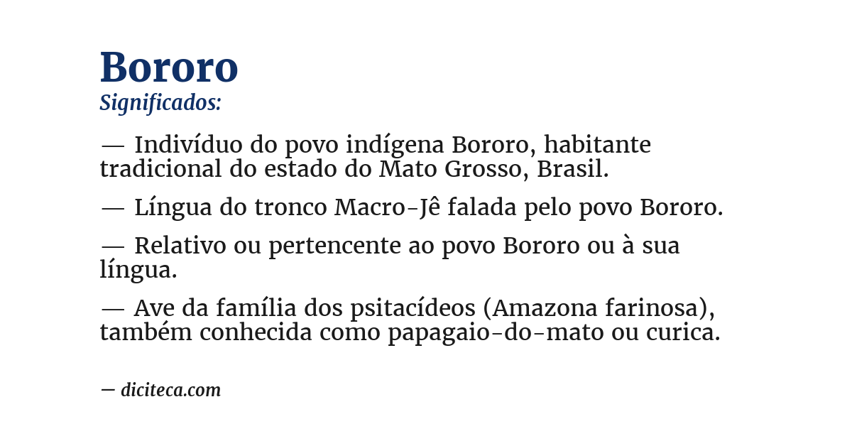 Significado de bororo