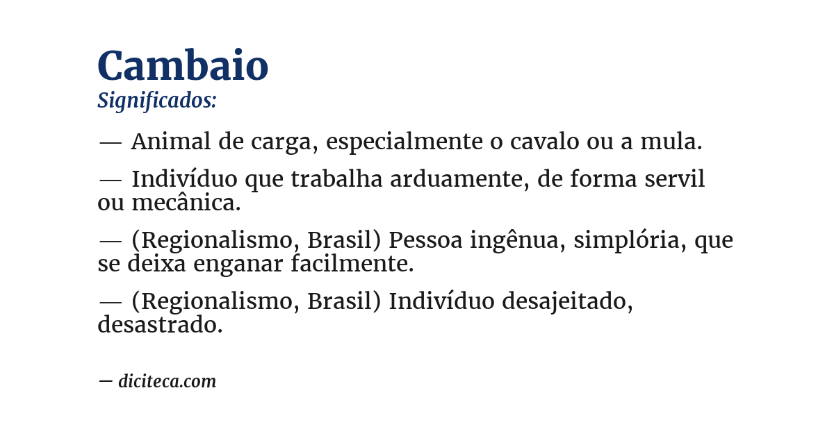 Significado de cambaio