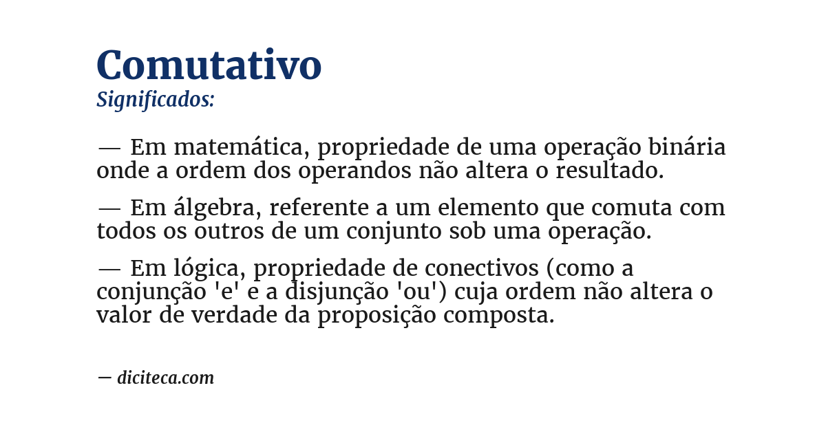 Significado de comutativo