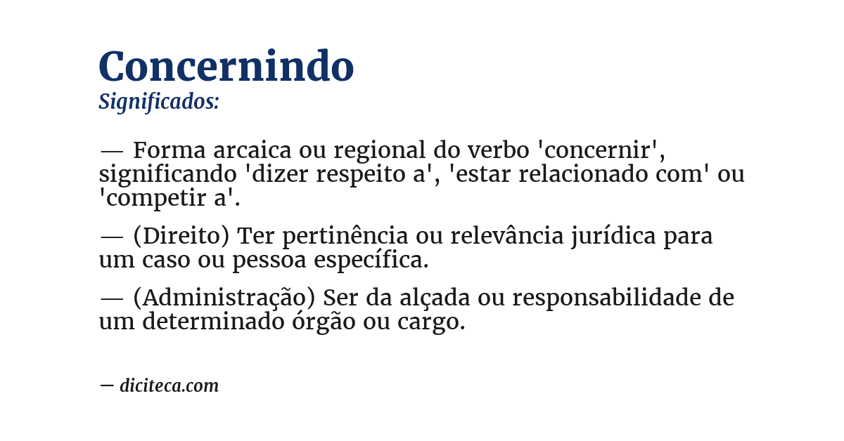 Significado de concernindo