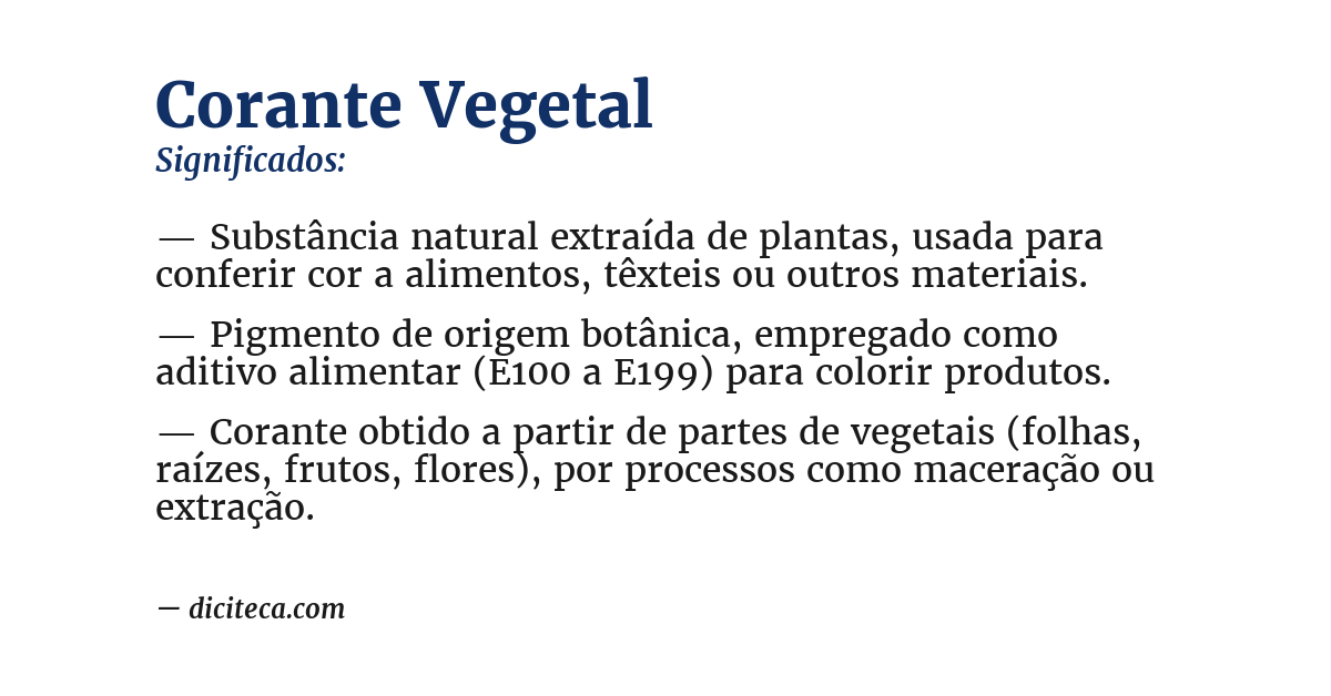 Significado de corante vegetal