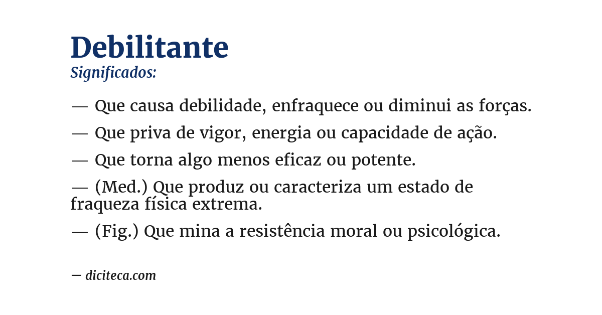 Significado de debilitante