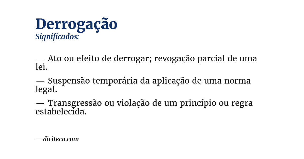 Significado de derrogação