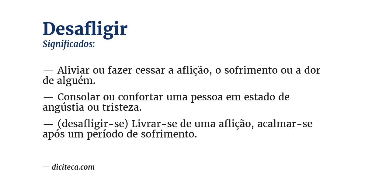 Significado de desafligir