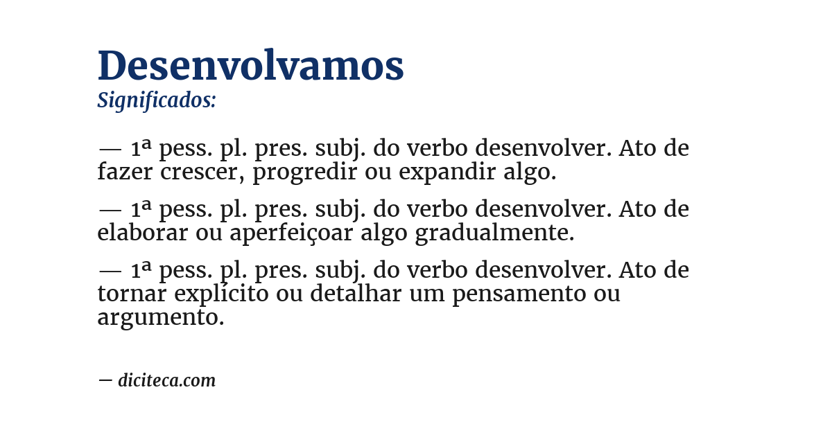 Significado de desenvolvamos