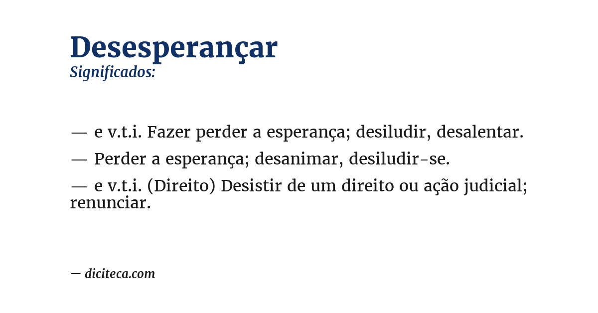 Significado de desesperançar
