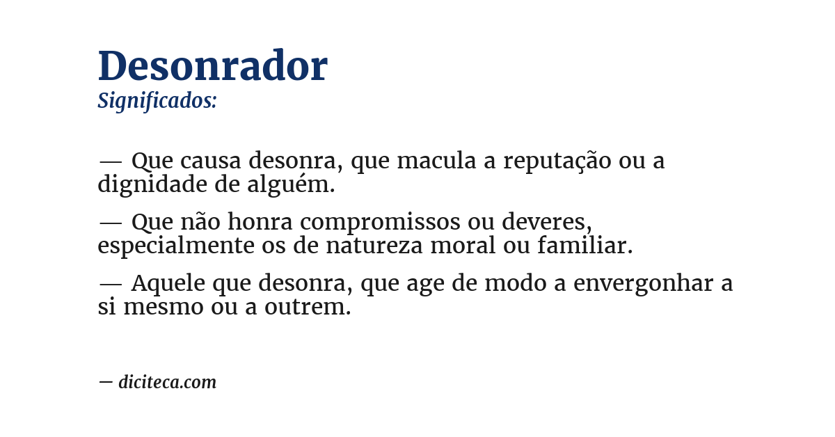 Significado de desonrador