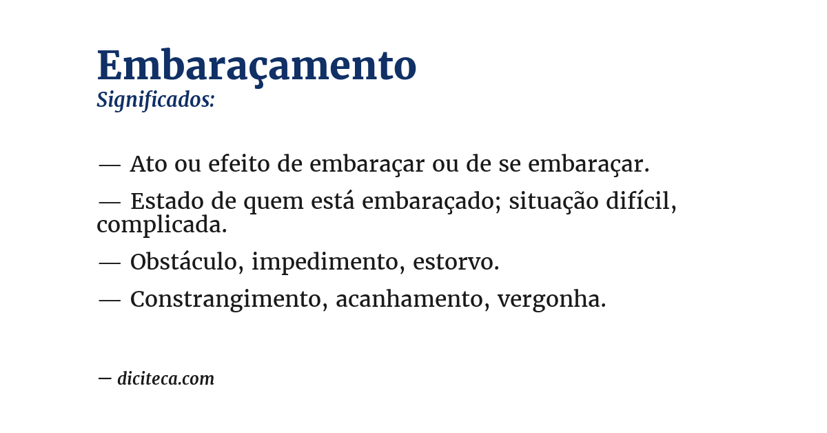 Significado de embaraçamento