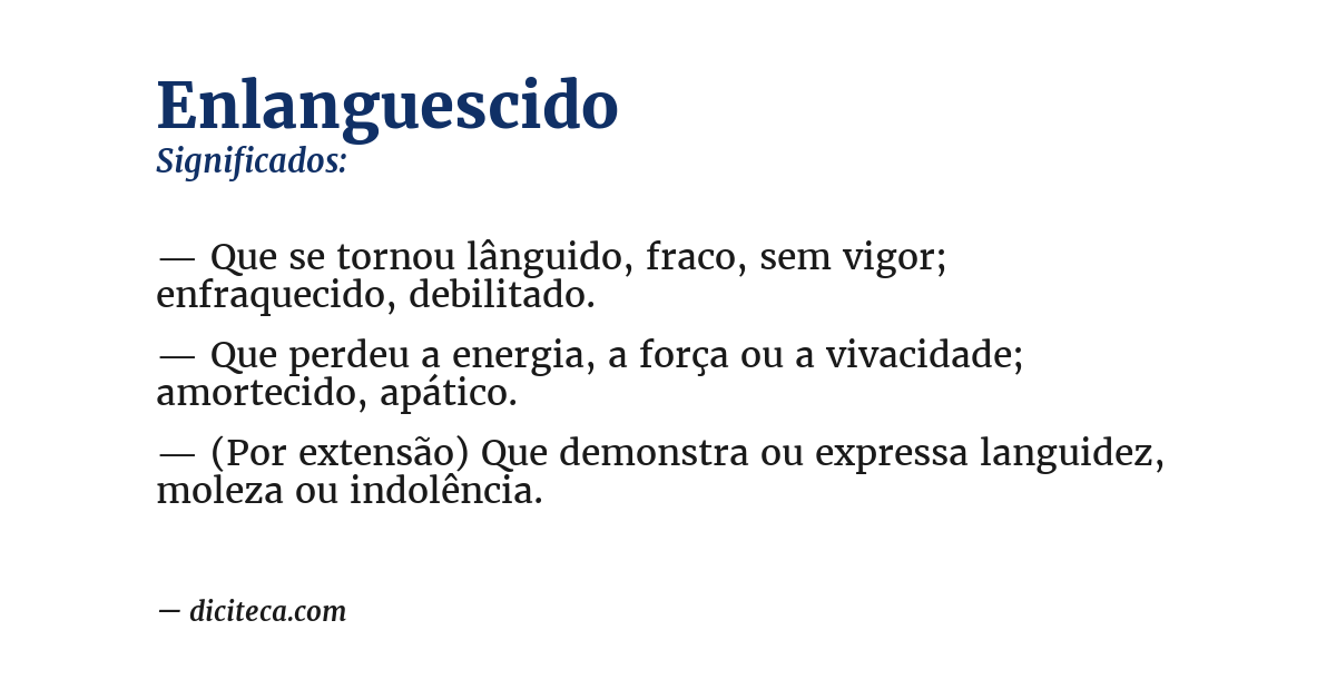 Significado de enlanguescido