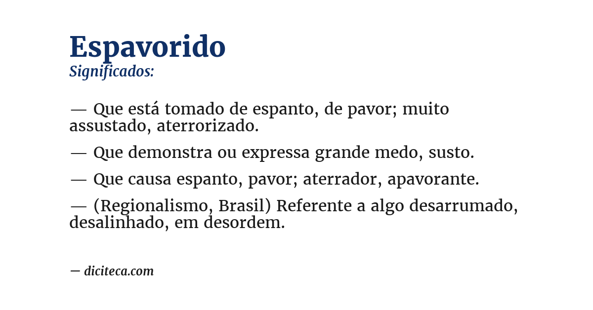 Significado de espavorido