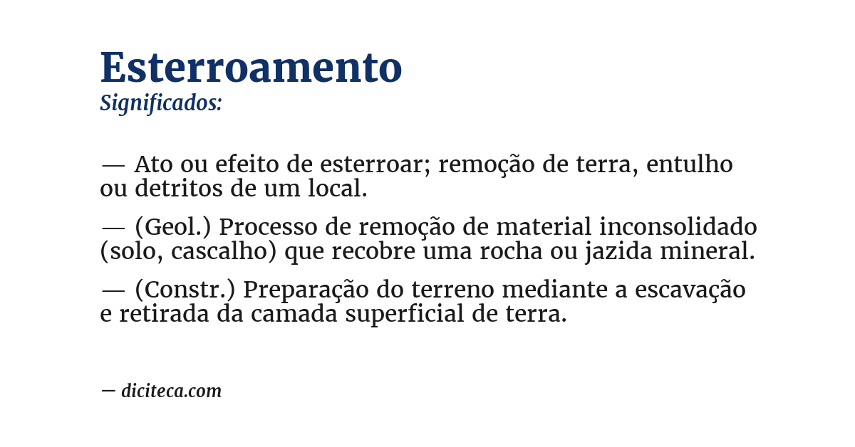Significado de esterroamento