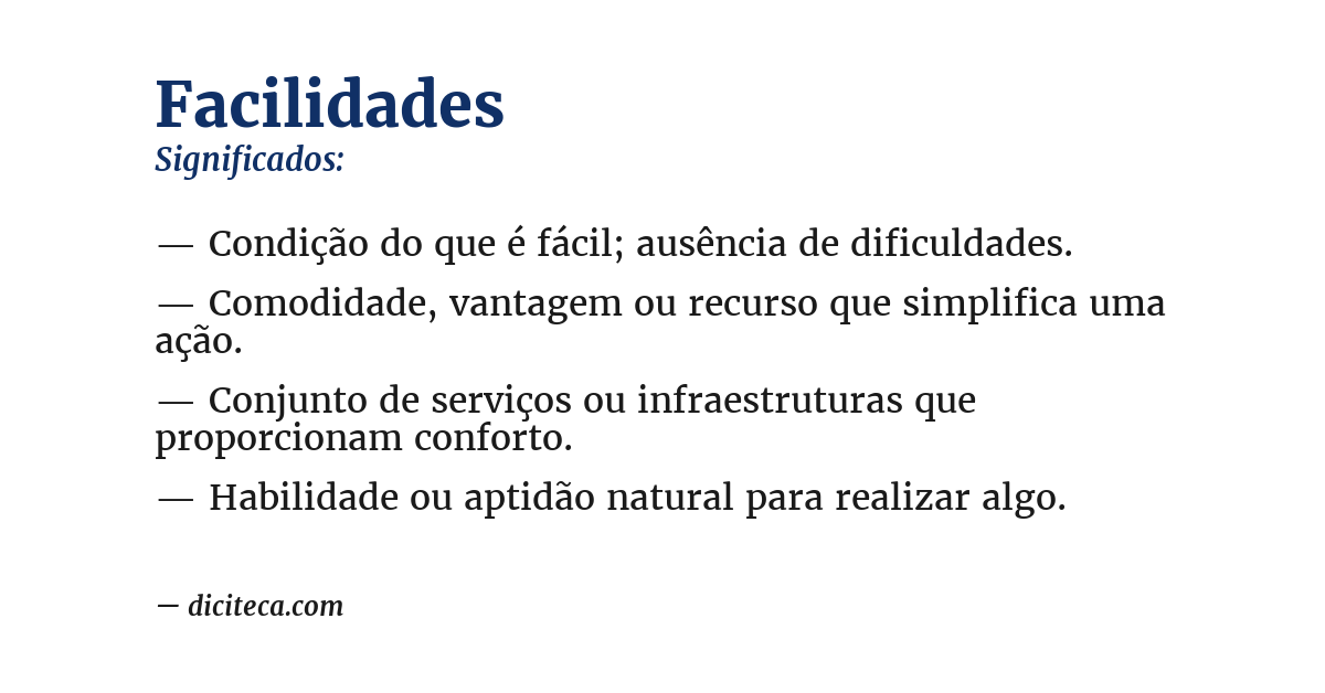 Significado de facilidades