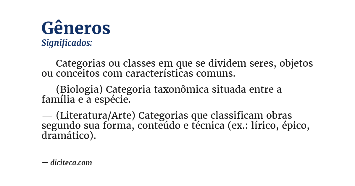Significado de gêneros