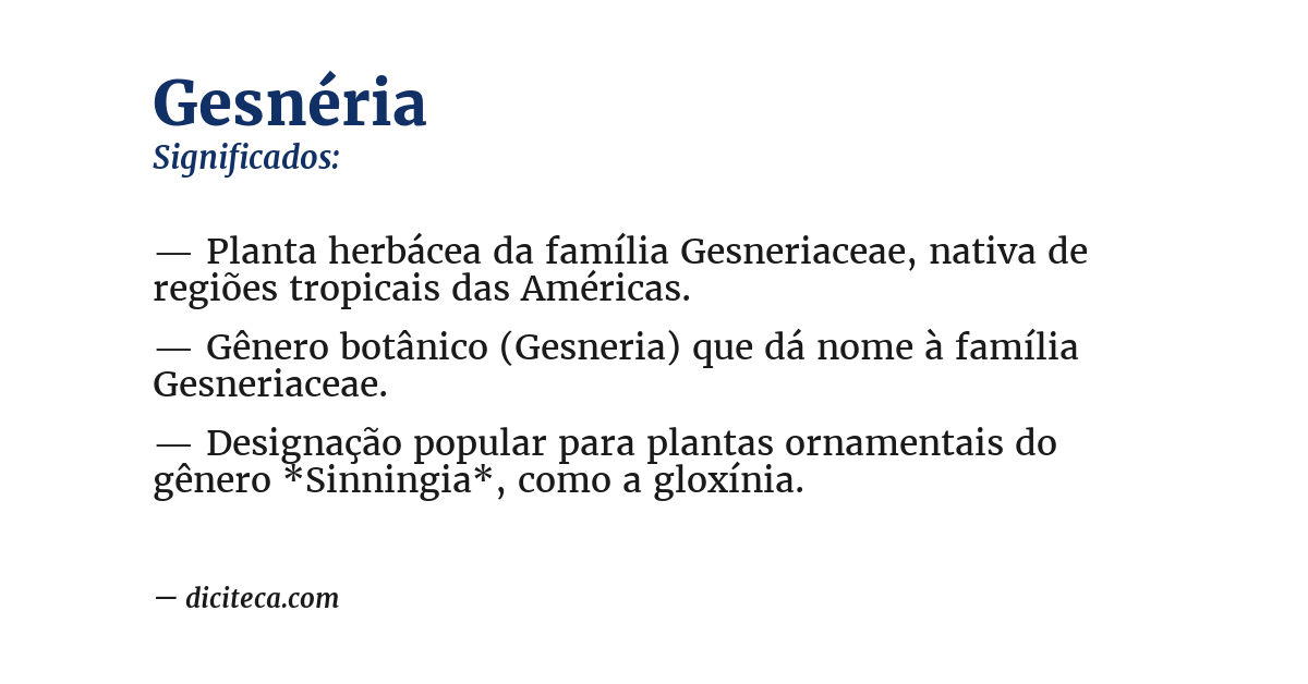 Significado de gesnéria