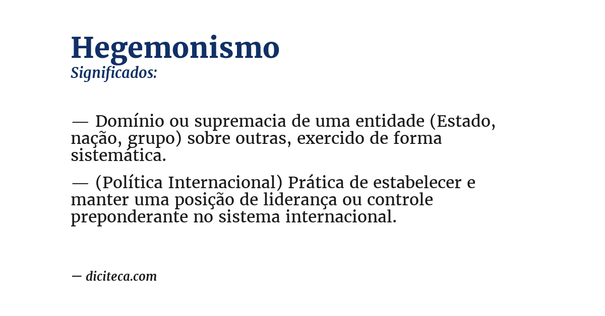Significado de hegemonismo