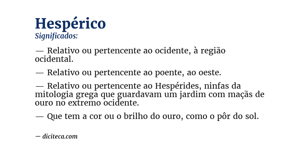 Significado de hespérico