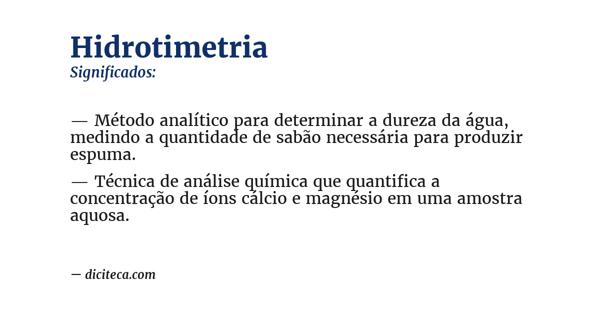 Significado de hidrotimetria