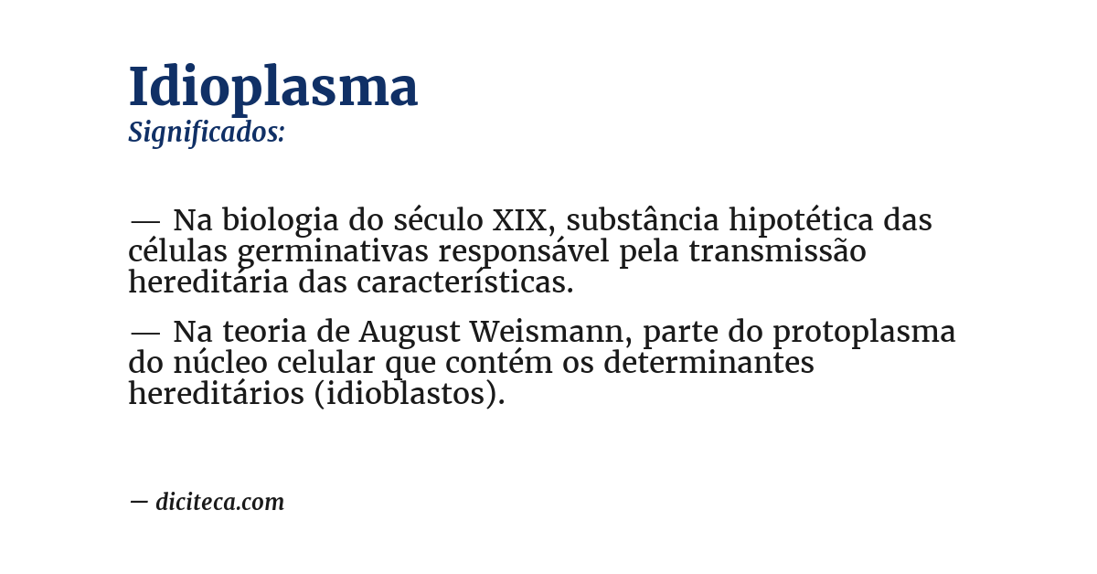 Significado de idioplasma