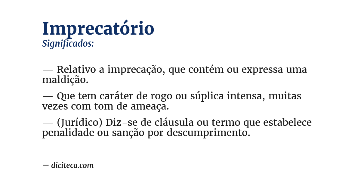 Significado de imprecatório