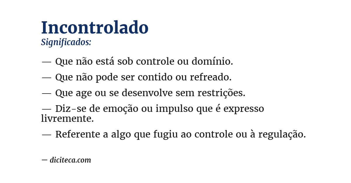 Significado de incontrolado