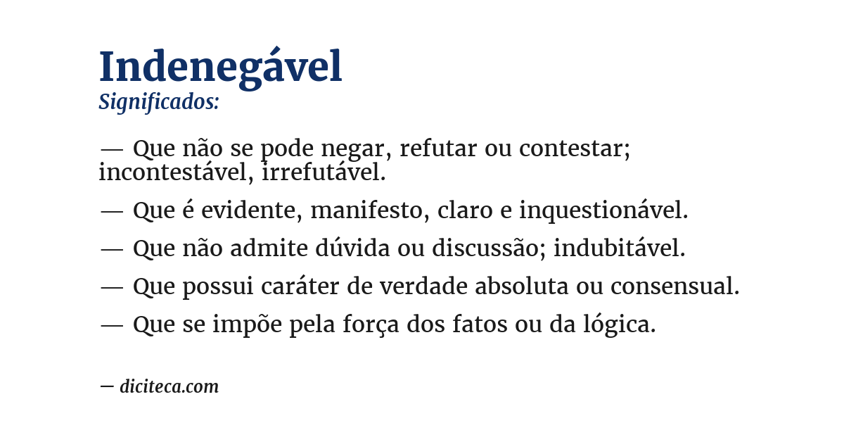Significado de indenegável