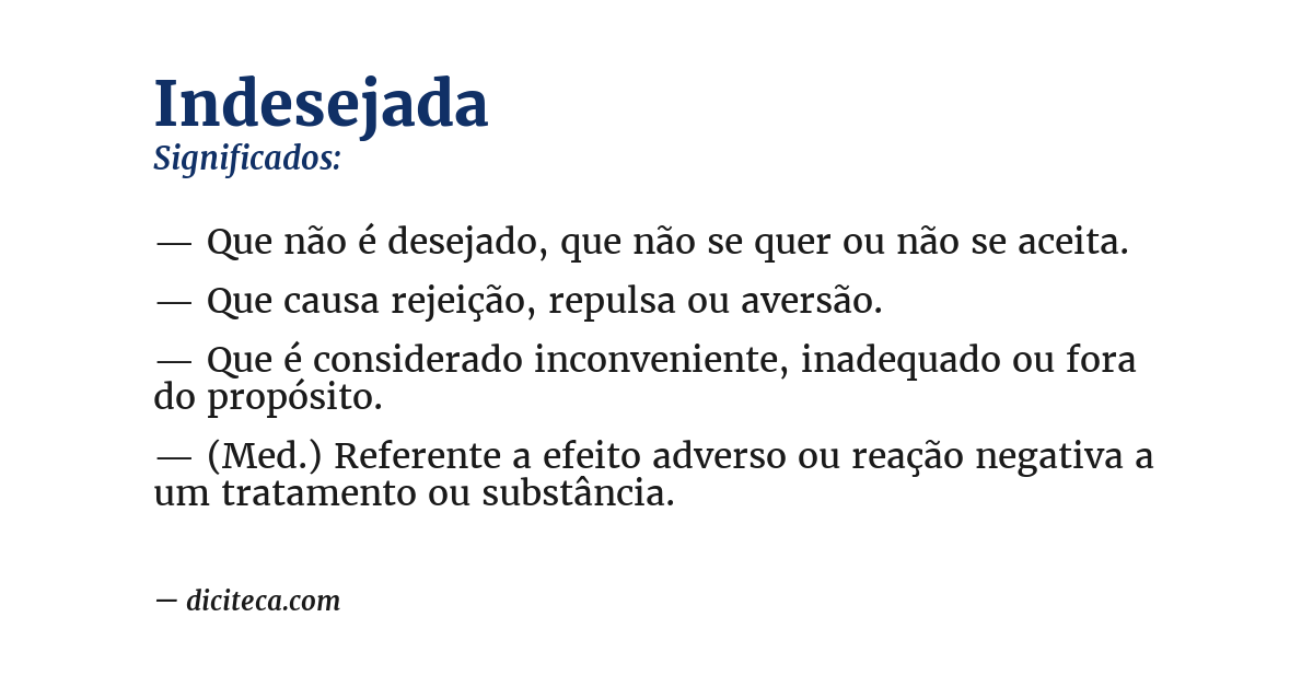 Significado de indesejada