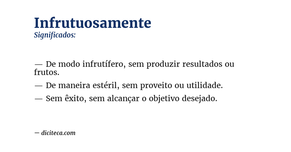 Significado de infrutuosamente