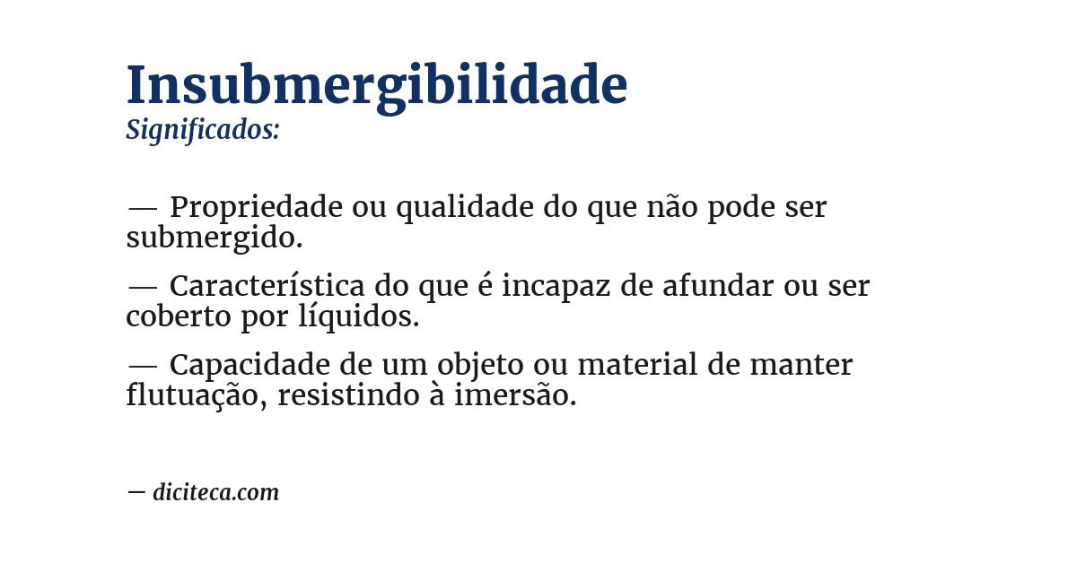 Significado de insubmergibilidade