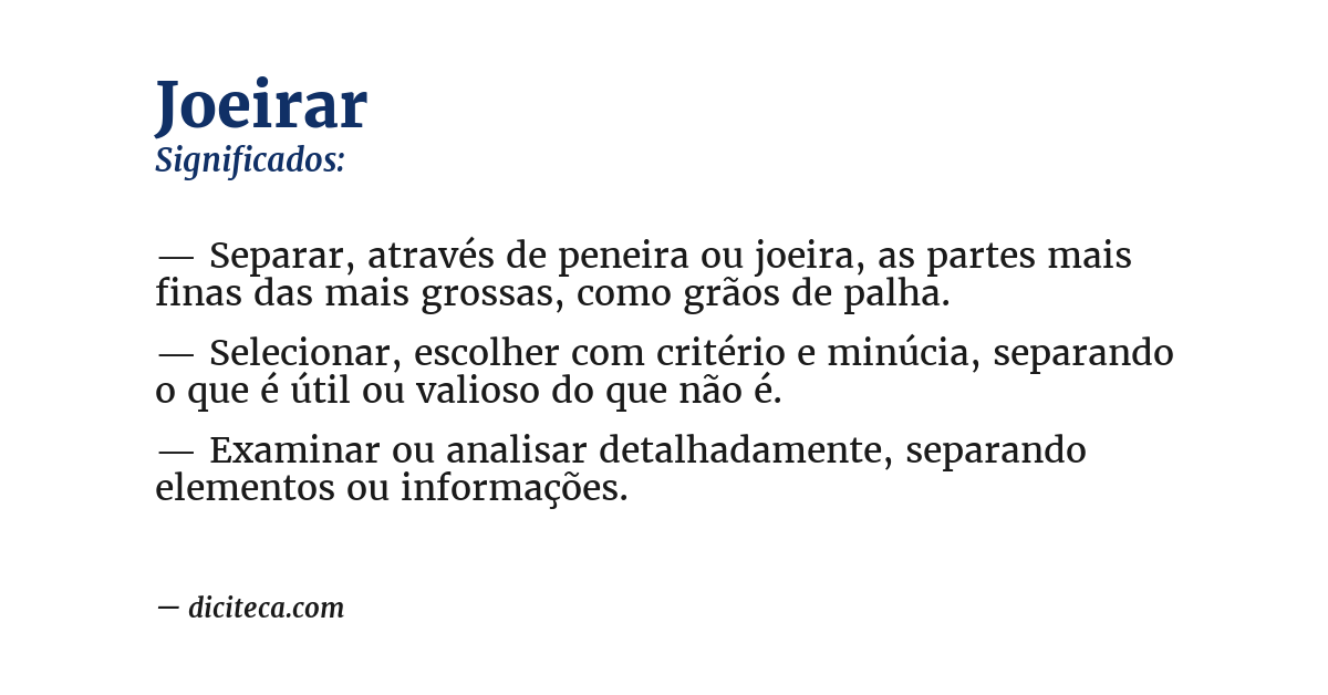 Significado de joeirar