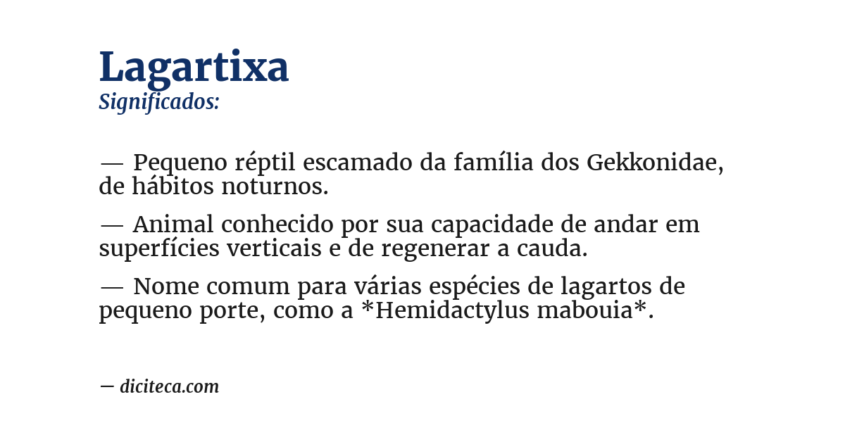 Significado de lagartixa