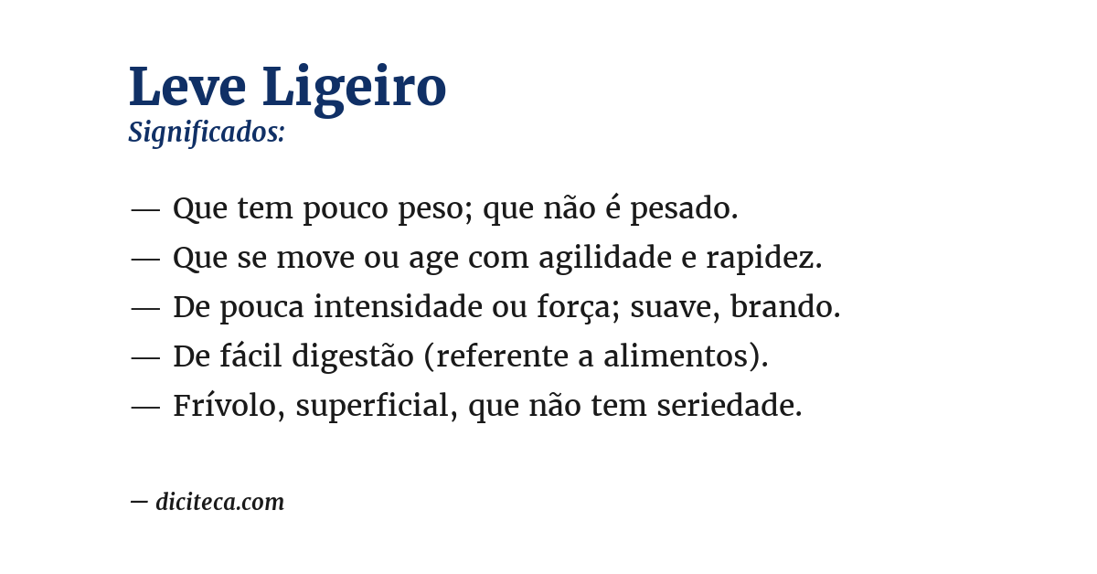 Significado de leve ligeiro