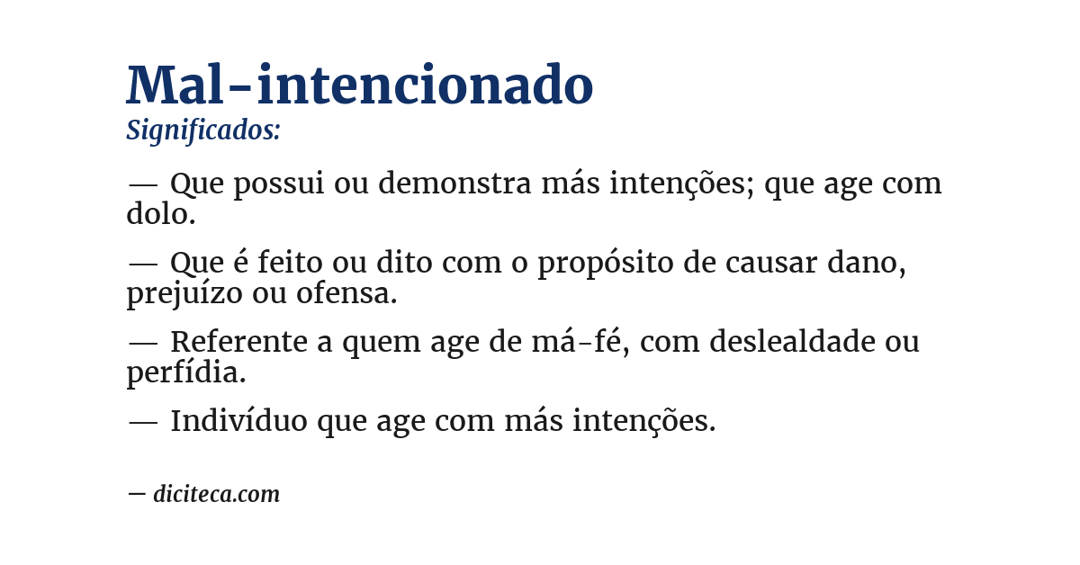 Significado de mal-intencionado