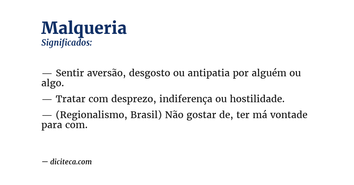 Significado de malqueria