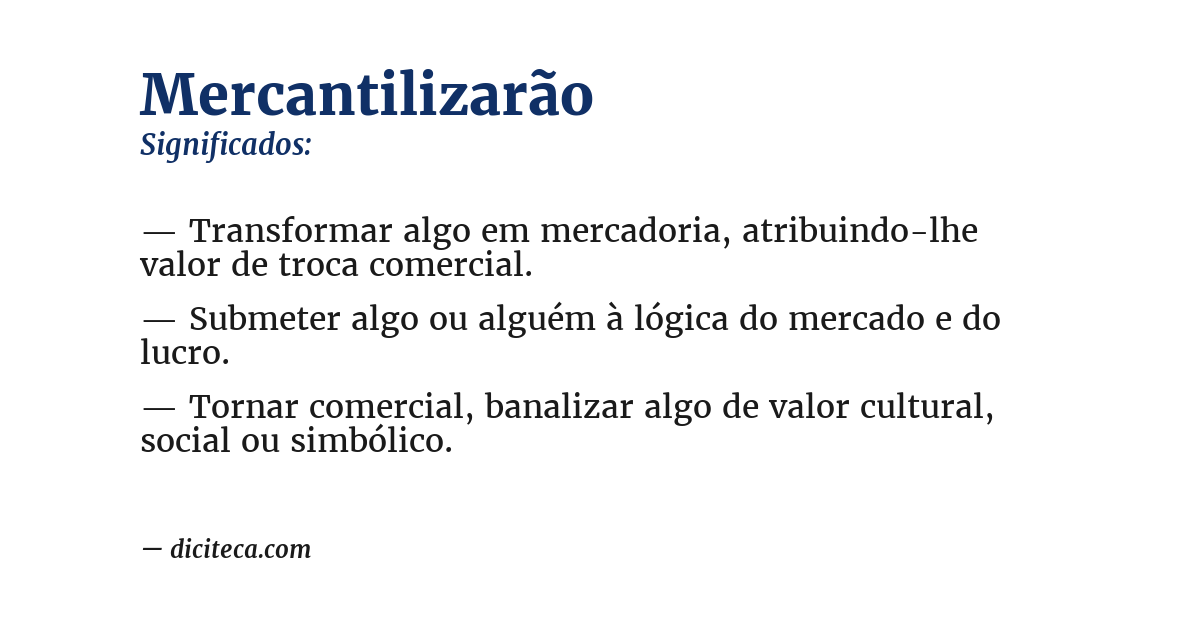 Significado de mercantilizarão