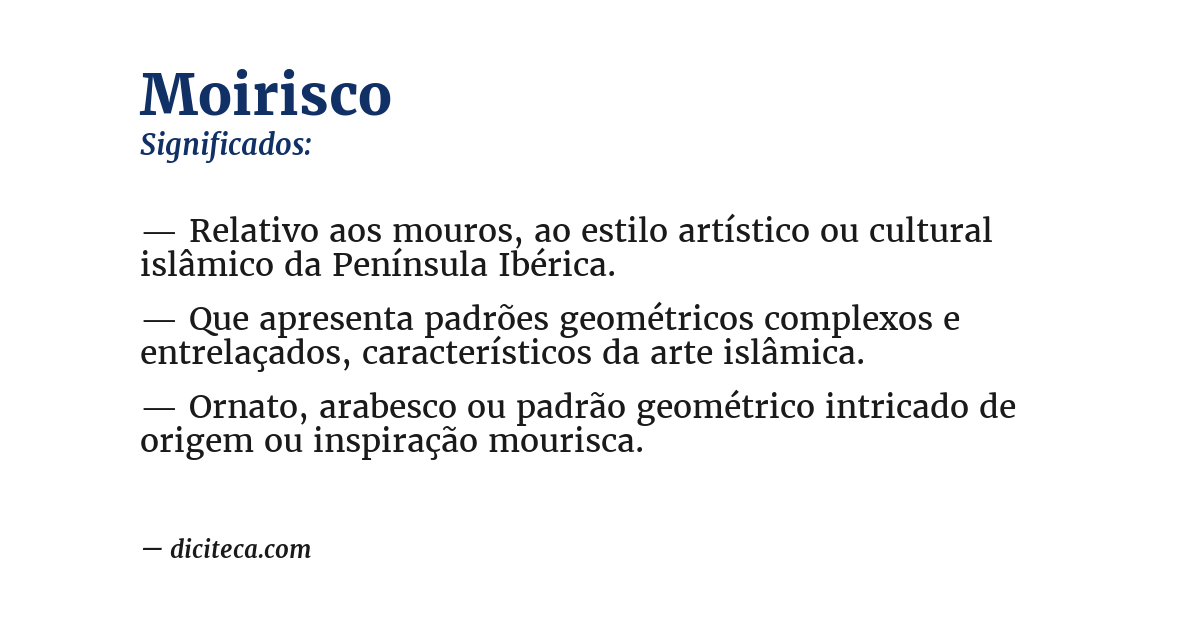 Significado de moirisco
